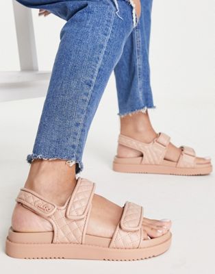 quilted slingback sandals in light pink