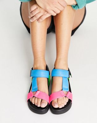 Talana chunky sporty flat sandals in bright multi