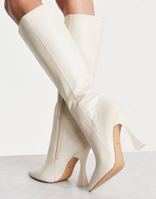 Vonteese knee high boots in white leather