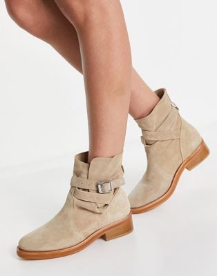 All Saints carla stud strap ankle boots in stone suede - Click1Get2 Black Friday