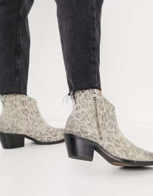 All Saints carlotta western boots in stone leopard suede - Click1Get2 Coupon&