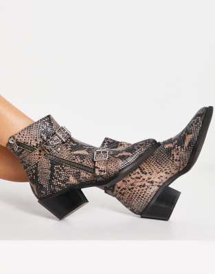 All Saints katy western snakeskin boots in taupe - Click1Get2 Price Drop