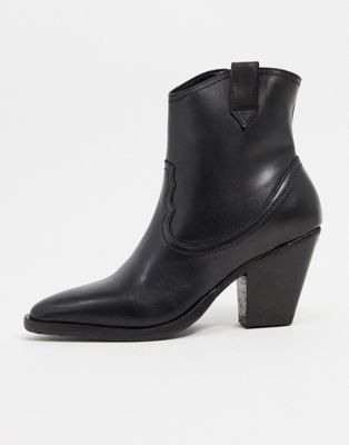 All Saints rolene leather heeled western boots in black - Click1Get2 Black Friday