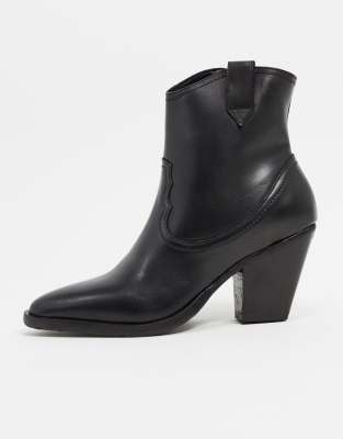 All Saints rolene leather heeled western boots in black - Click1Get2 Half Price