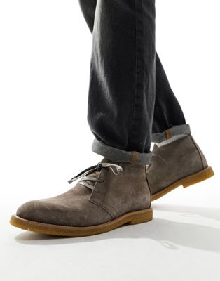 Bilton suede lace up boots in taupe