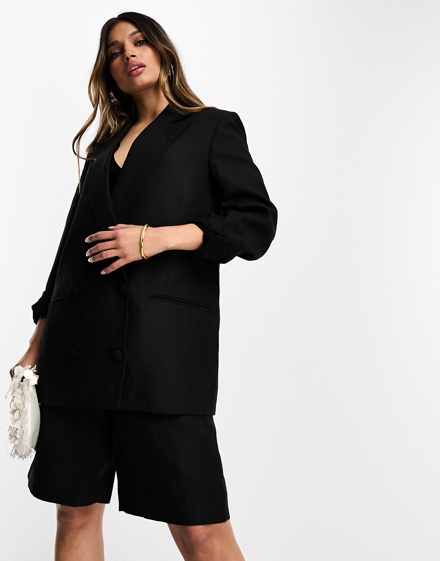 AllSaints co-ord Petra linen blazer in black