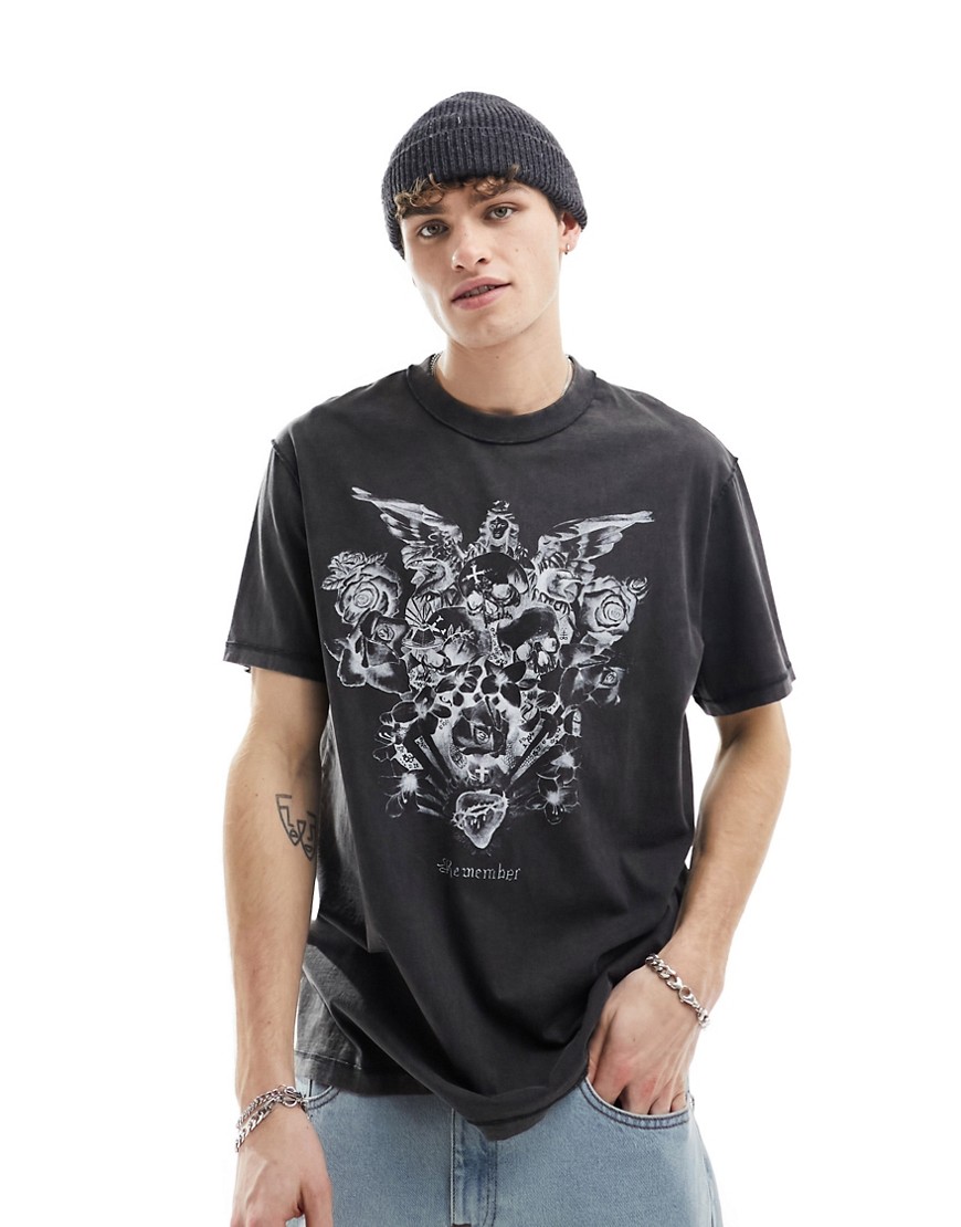 AllSaints Covenant grunge graphic t-shirt in washed black
