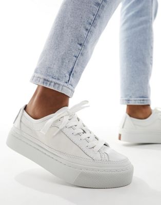 Milla leather chunky sole trainers in white