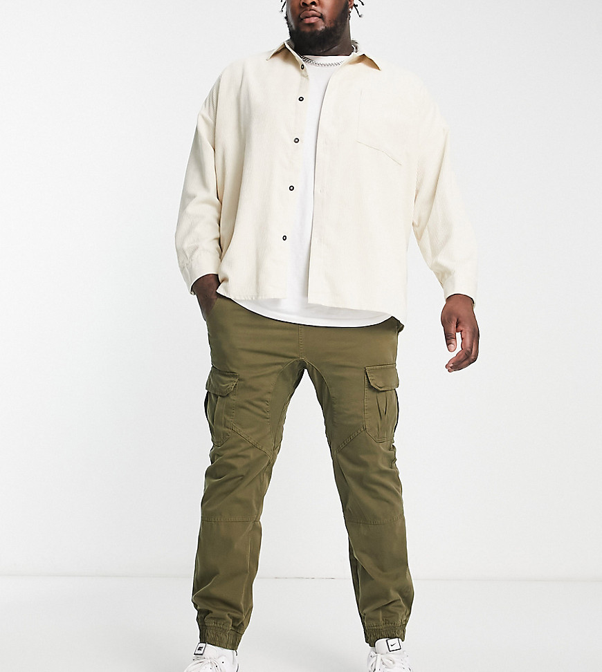 Another Influence Plus cargo trousers in khaki-Green