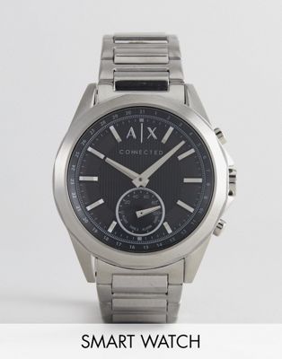 armani exchange connected black ip stainless steel hybrid smartwatch