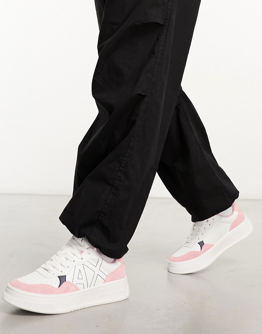 Armani Exchange trainers in white and pink-Black