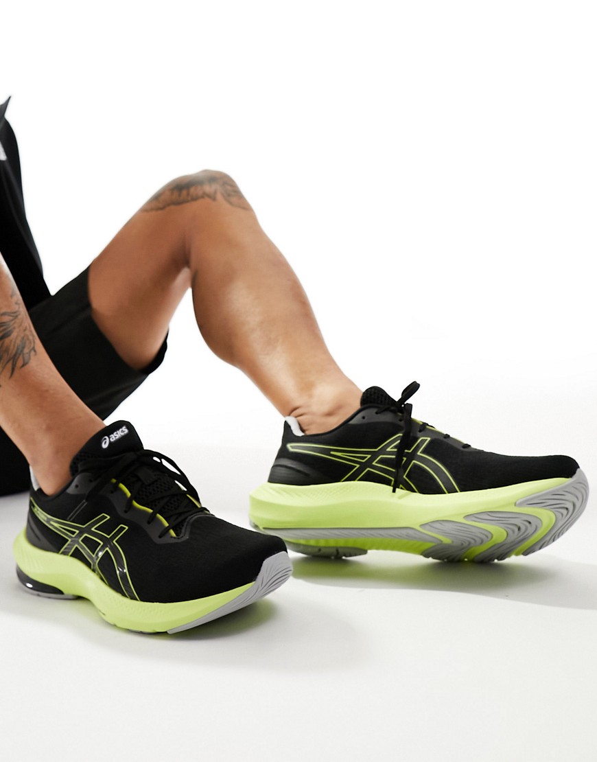 Asics Gel-Pulse 14 neutral running trainers in black and lime
