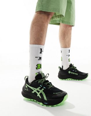Gel-Trabuco 12 GTX waterproof trail running trainers in black and illuminate green