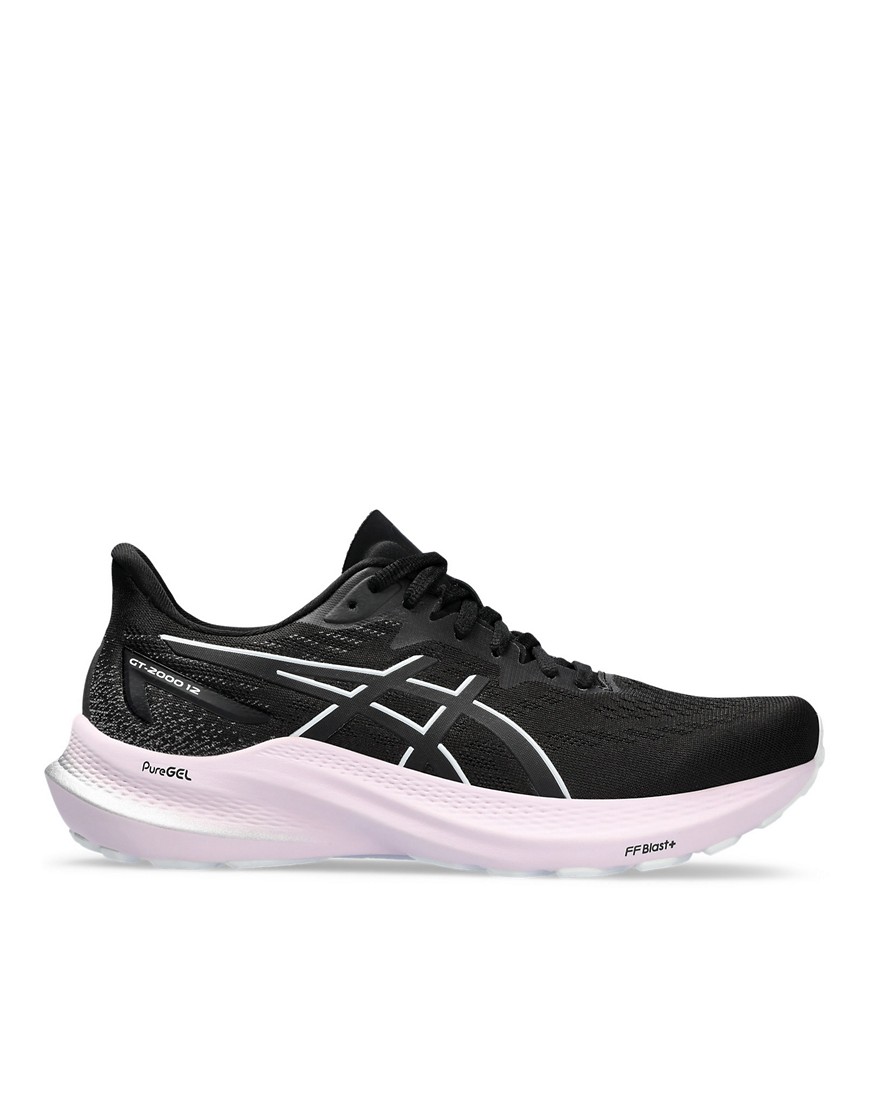 Asics Gt-2000 12 running trainers in black and white