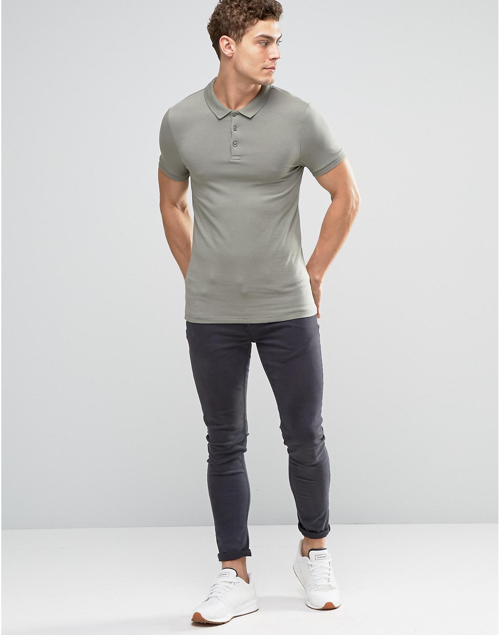 ASOS 2 Pack Extreme Muscle Polo Shirt SAVE 10% In White/Green