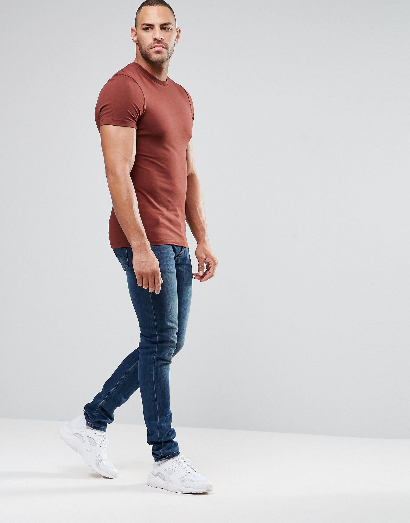 ASOS 2 Pack Extreme Muscle T-Shirt SAVE 17% In Khaki/Chestnut