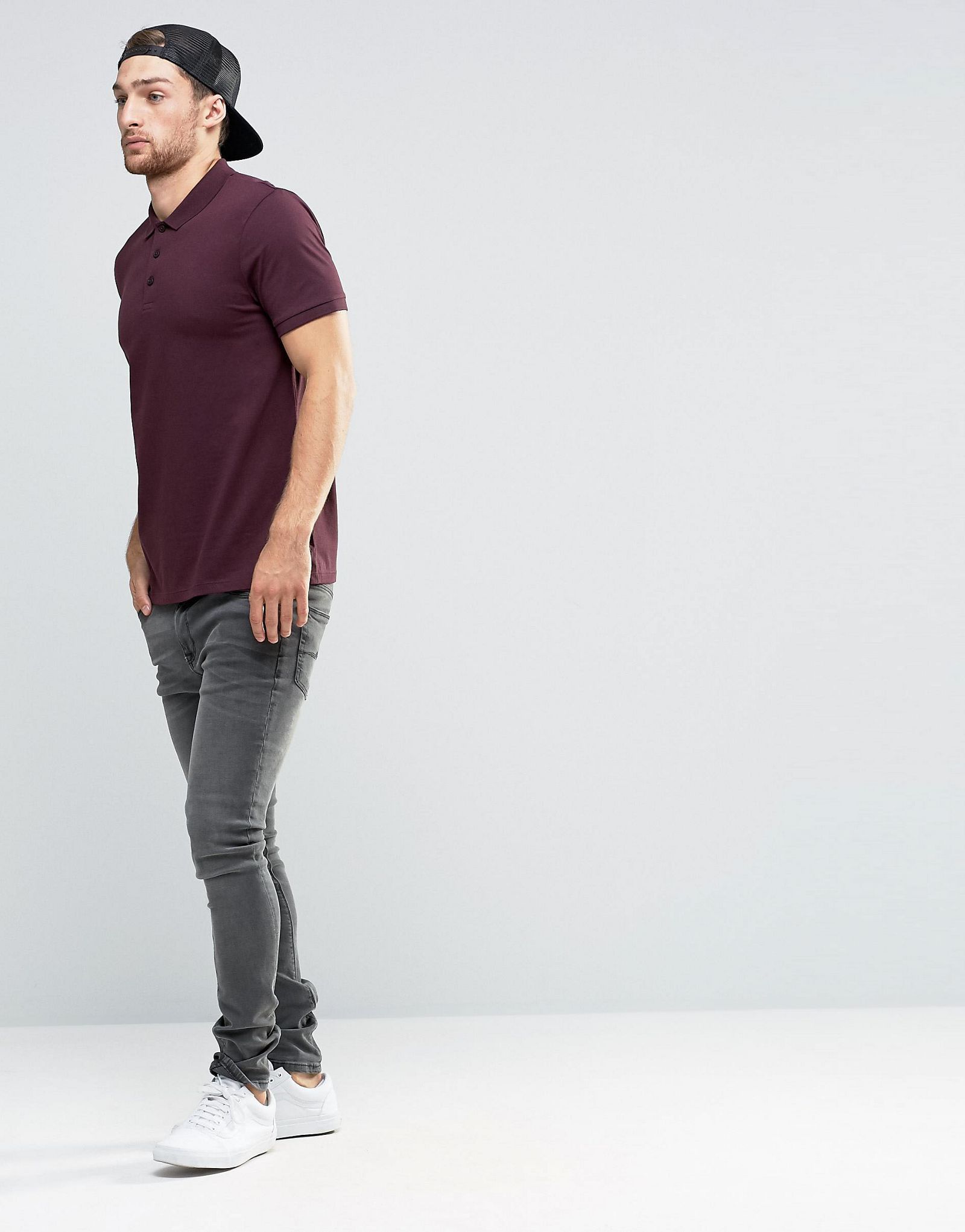 ASOS 2 Pack Jersey Polo Shirt SAVE 10% In Burgundy/Black