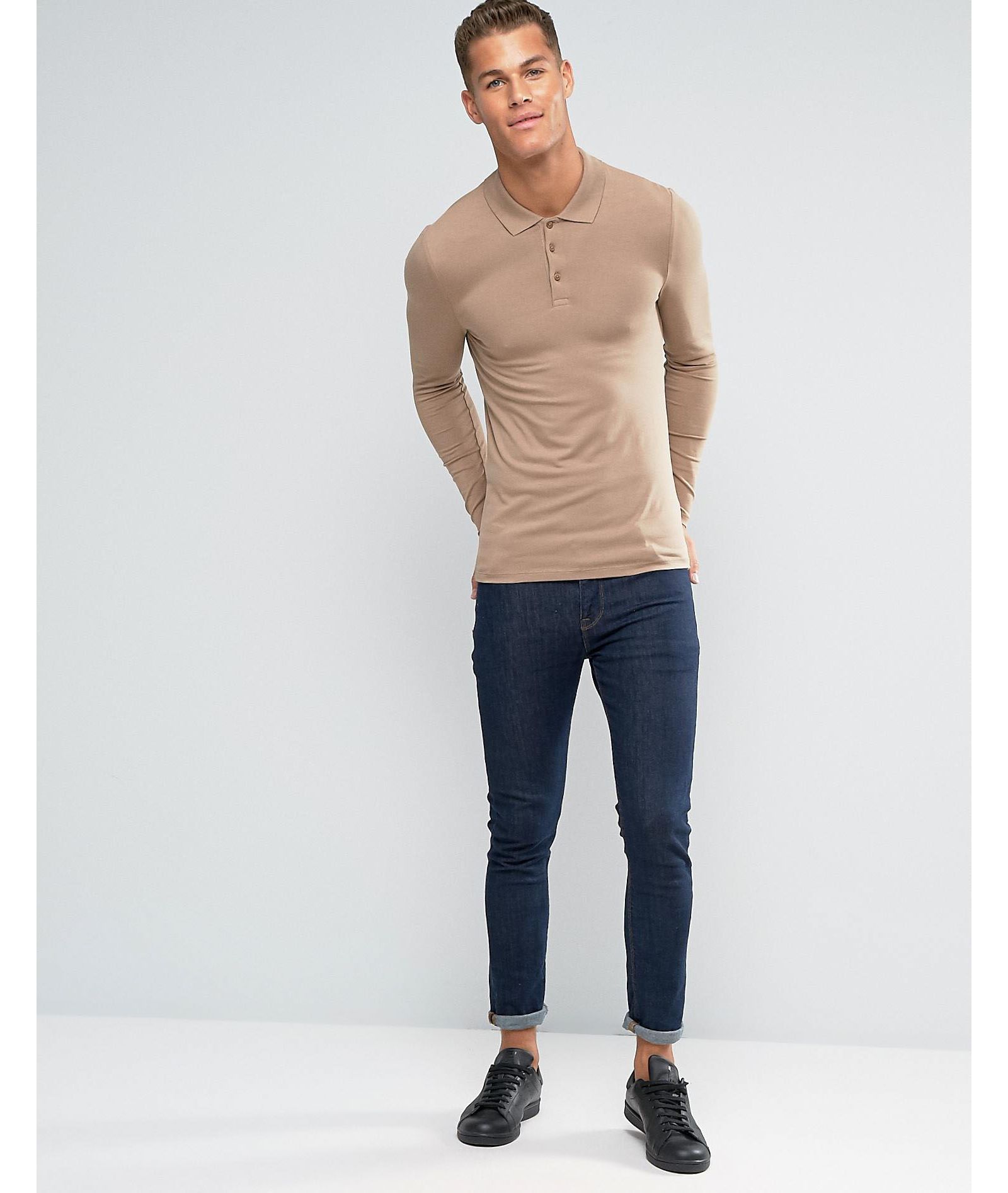 ASOS 3 Pack Extreme Muscle Long Sleeve Polo SAVE 17%
