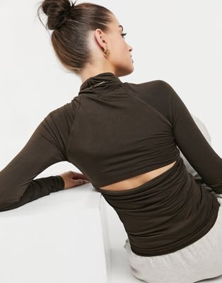 4505 long sleeve high neck top with back cut out detail - Click1Get2 Deals
