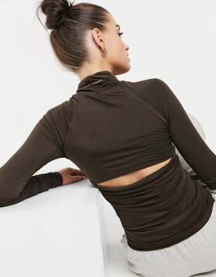 4505 long sleeve high neck top with back cut out detail - Click1Get2 Promotions