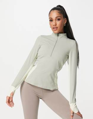 Quarter zip run top with tonal color block - Click1Get2 Price Drop