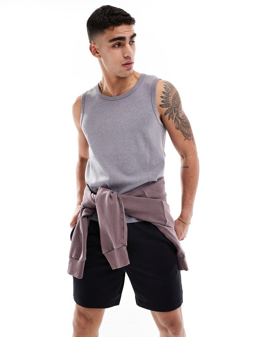 ASOS 4505 ribbed cotton vest with quick dry in grey