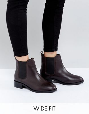 ASOS ABSOLUTE Wide Fit Leather Chelsea Ankle Boots