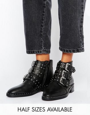 ASOS ASHER Leather Studded Ankle Boots