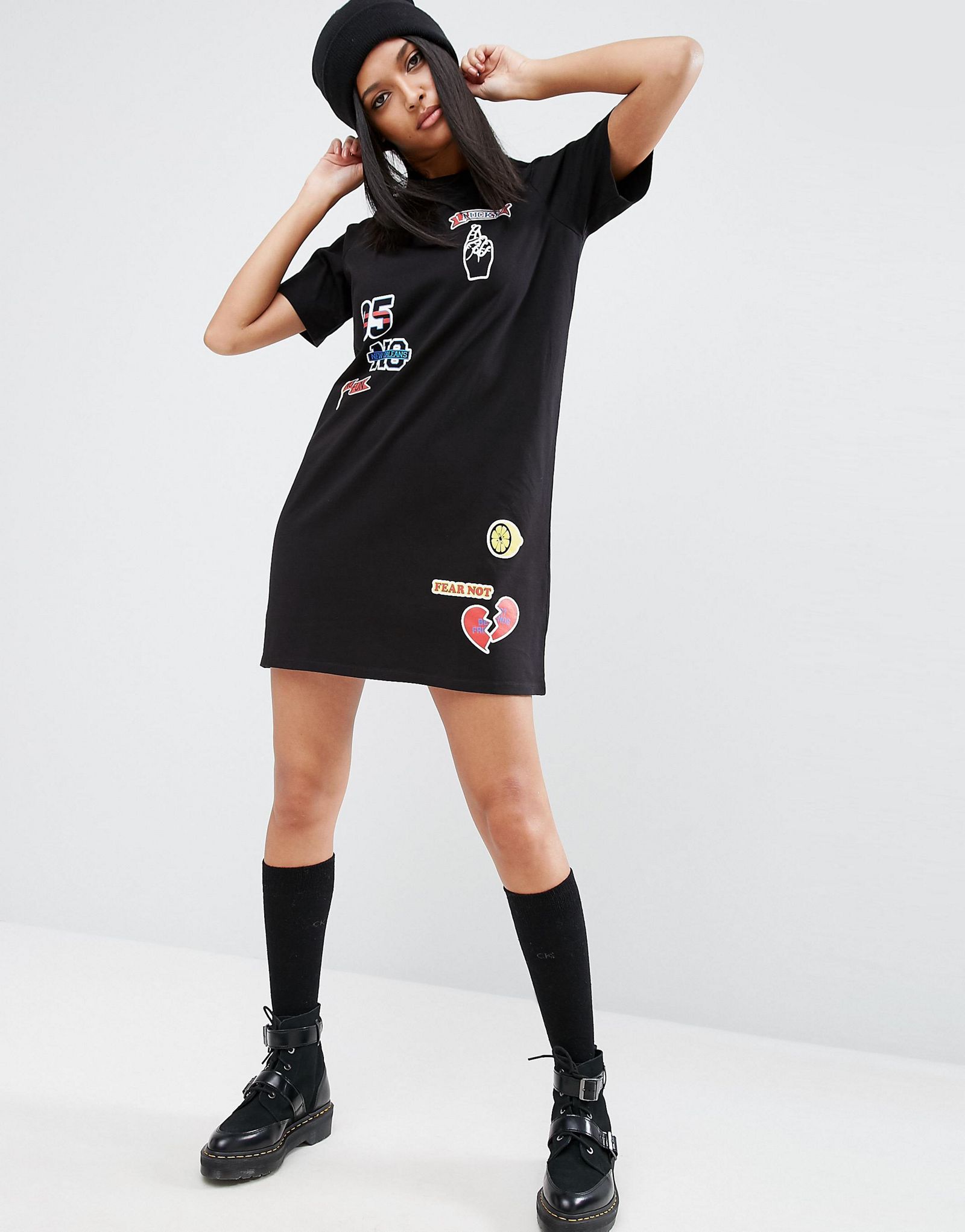 ASOS Badge Print T-Shirt Dress