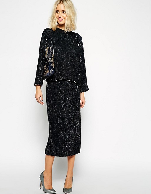 ASOS Black | ASOS BLACK Sequin Embellished Midi Skirt