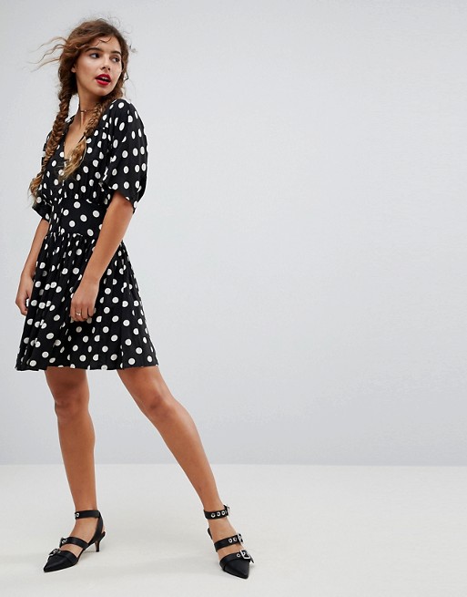 Image result for ASOS Casual Mini Tea Dress in Washed Spot