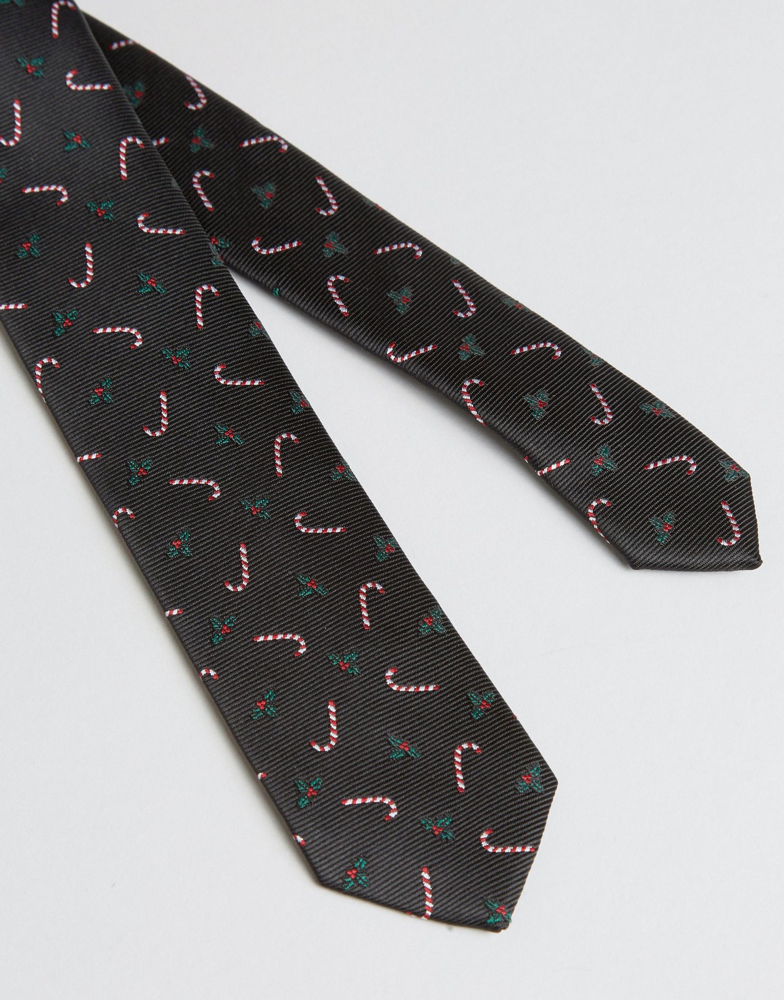 ASOS Christmas Candy Cane And Holly Tie