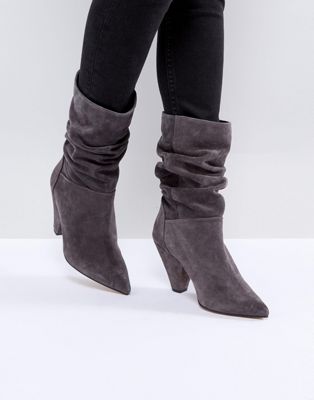 ASOS CIANNA Suede Slouch Cone Heel Boots
