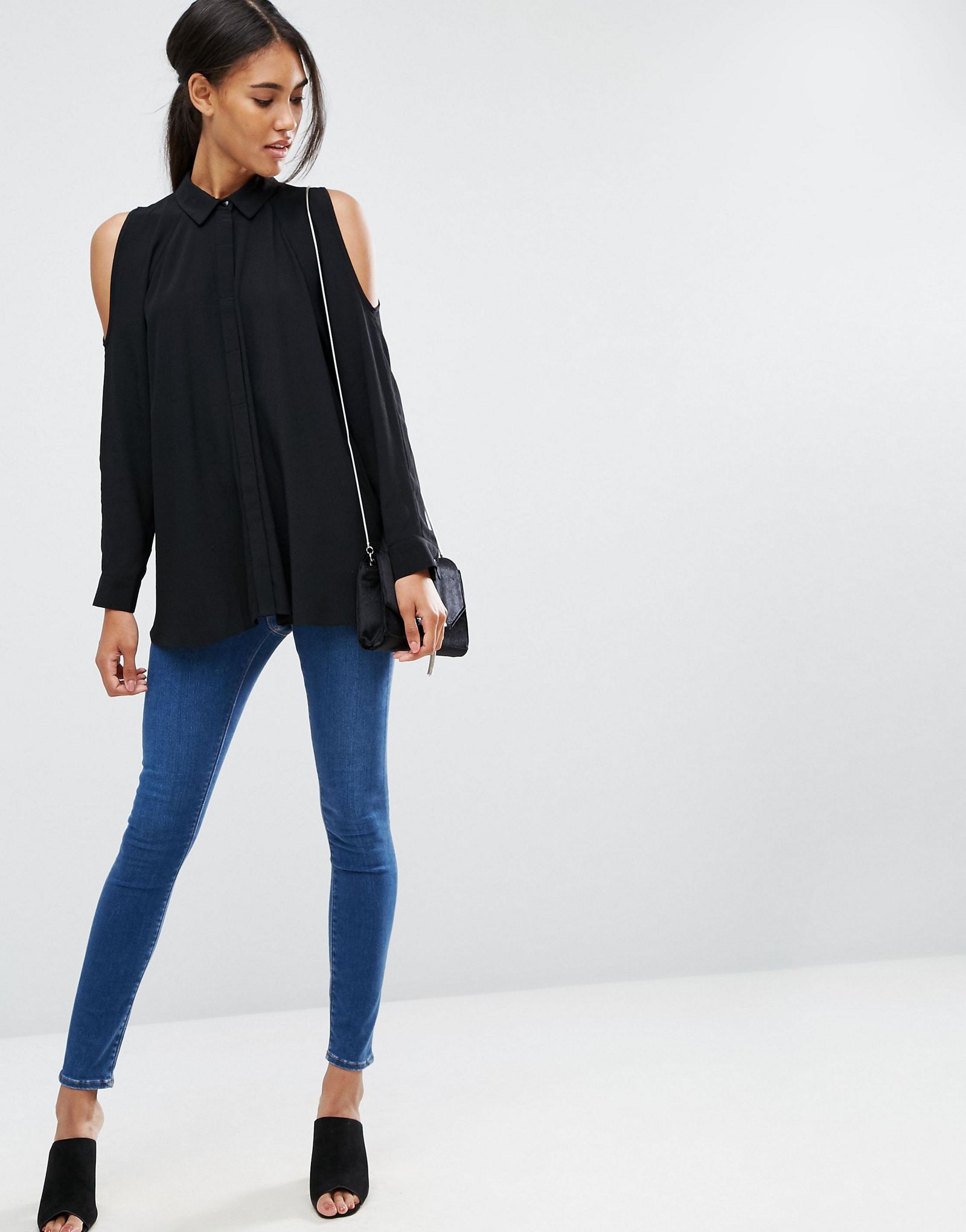 ASOS Cold Shoulder Oversized Blouse with Batwing Sleeve