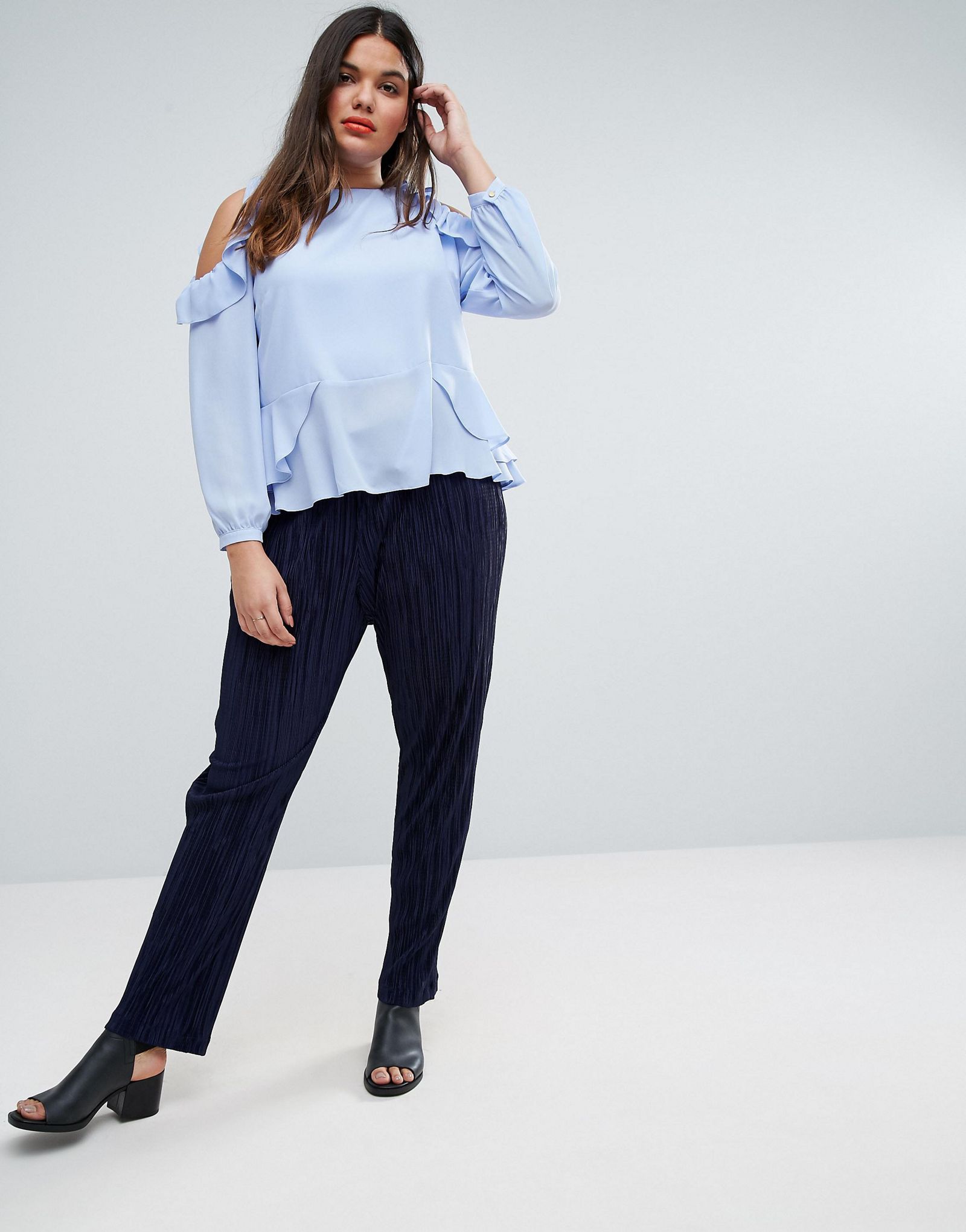 ASOS CURVE Blouse With Ruffle Cold Shoulder