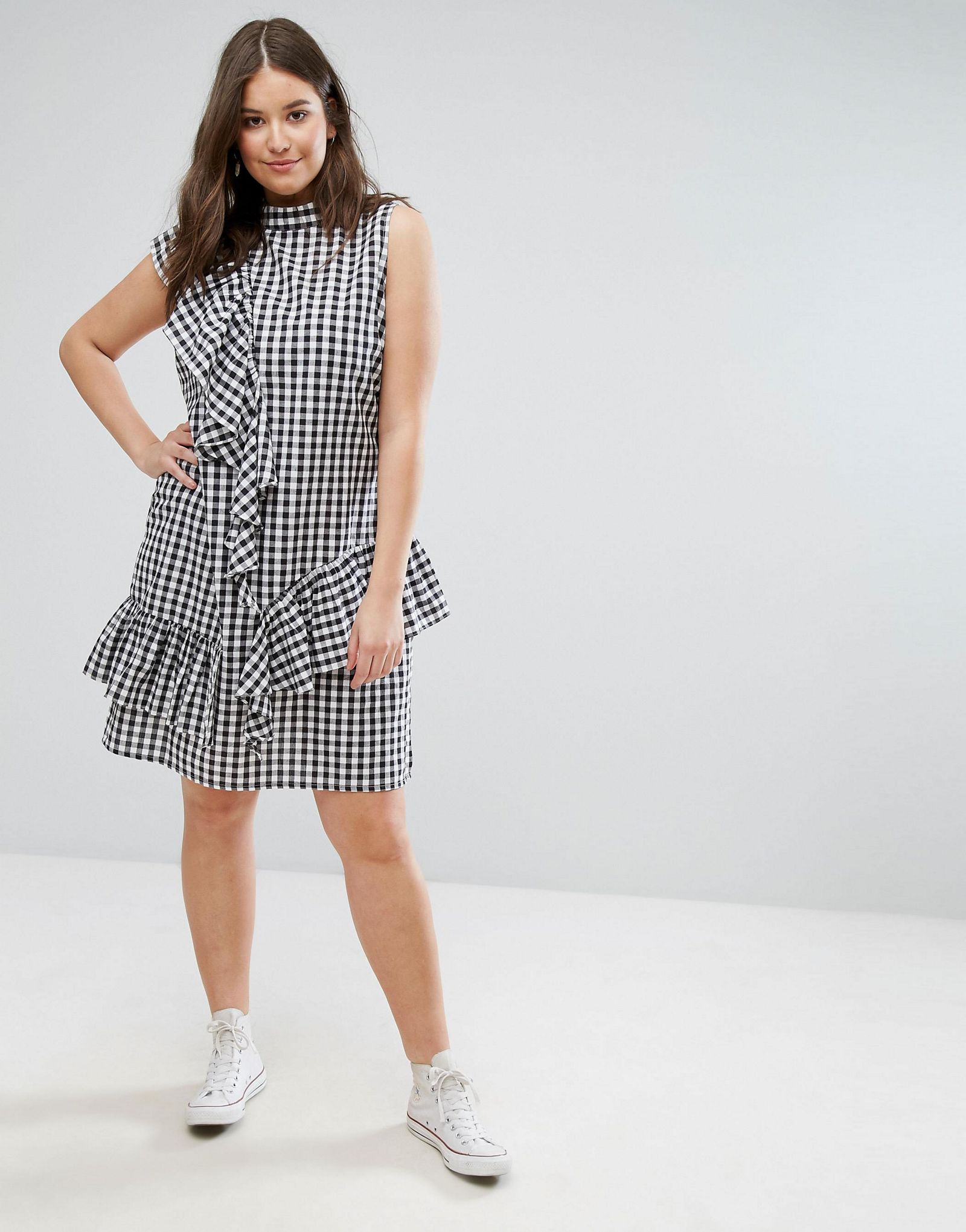 ASOS CURVE Gingham Dress with Frill