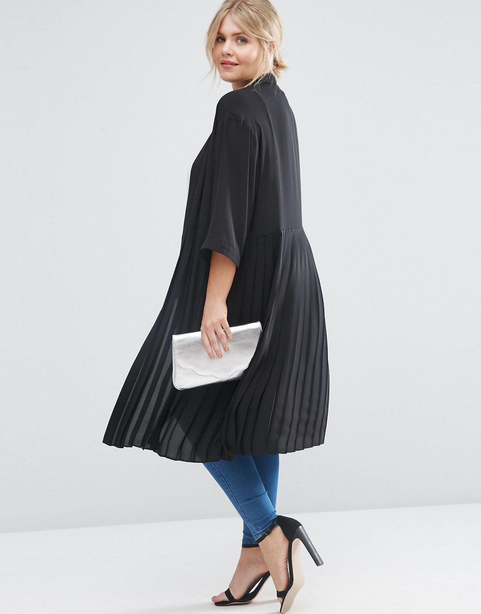 ASOS CURVE Longline Soft Blazer With Pleated Back