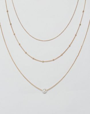 ASOS CURVE Pack of 3 Ball Chain and Pearl Layering Necklaces