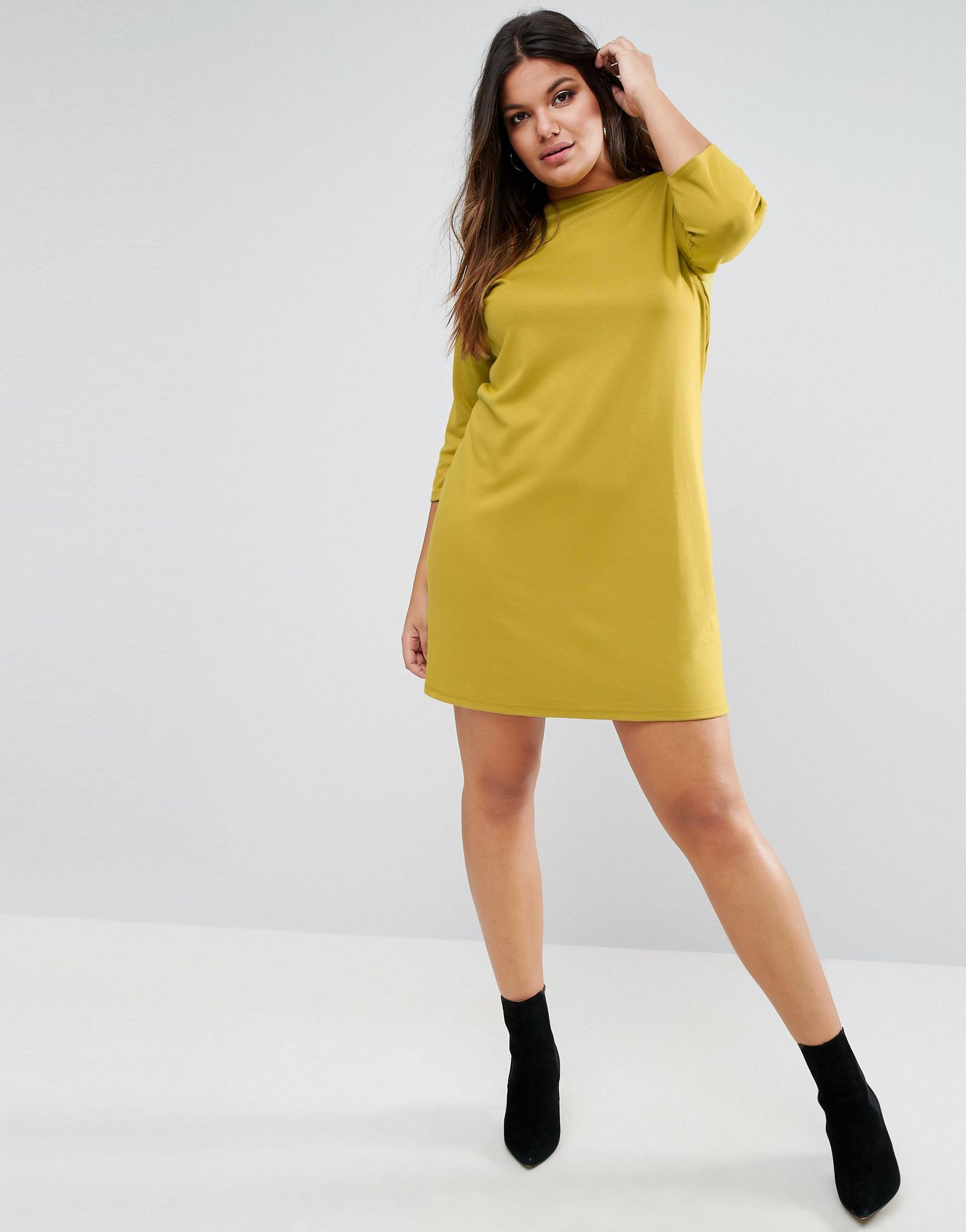 ASOS CURVE Ponte Shift Dress with 3/4 Sleeve