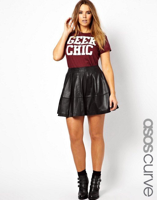 ASOS Curve | ASOS CURVE Skater Skirt In Leather