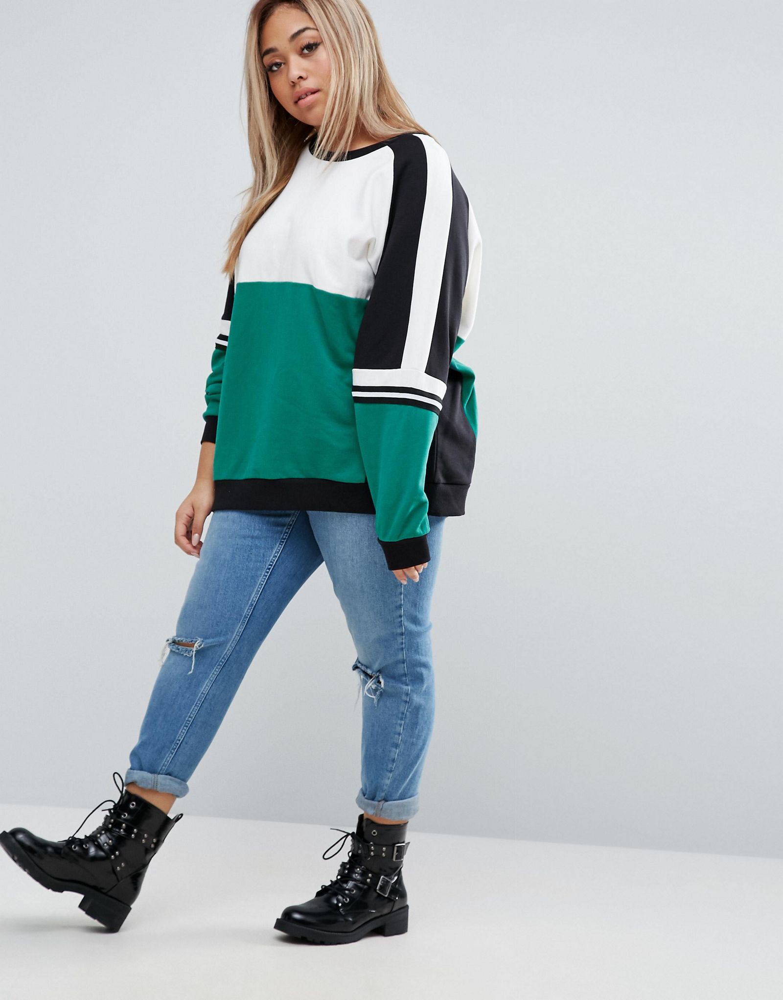 ASOS CURVE Sweatshirt with Contrast Panelling