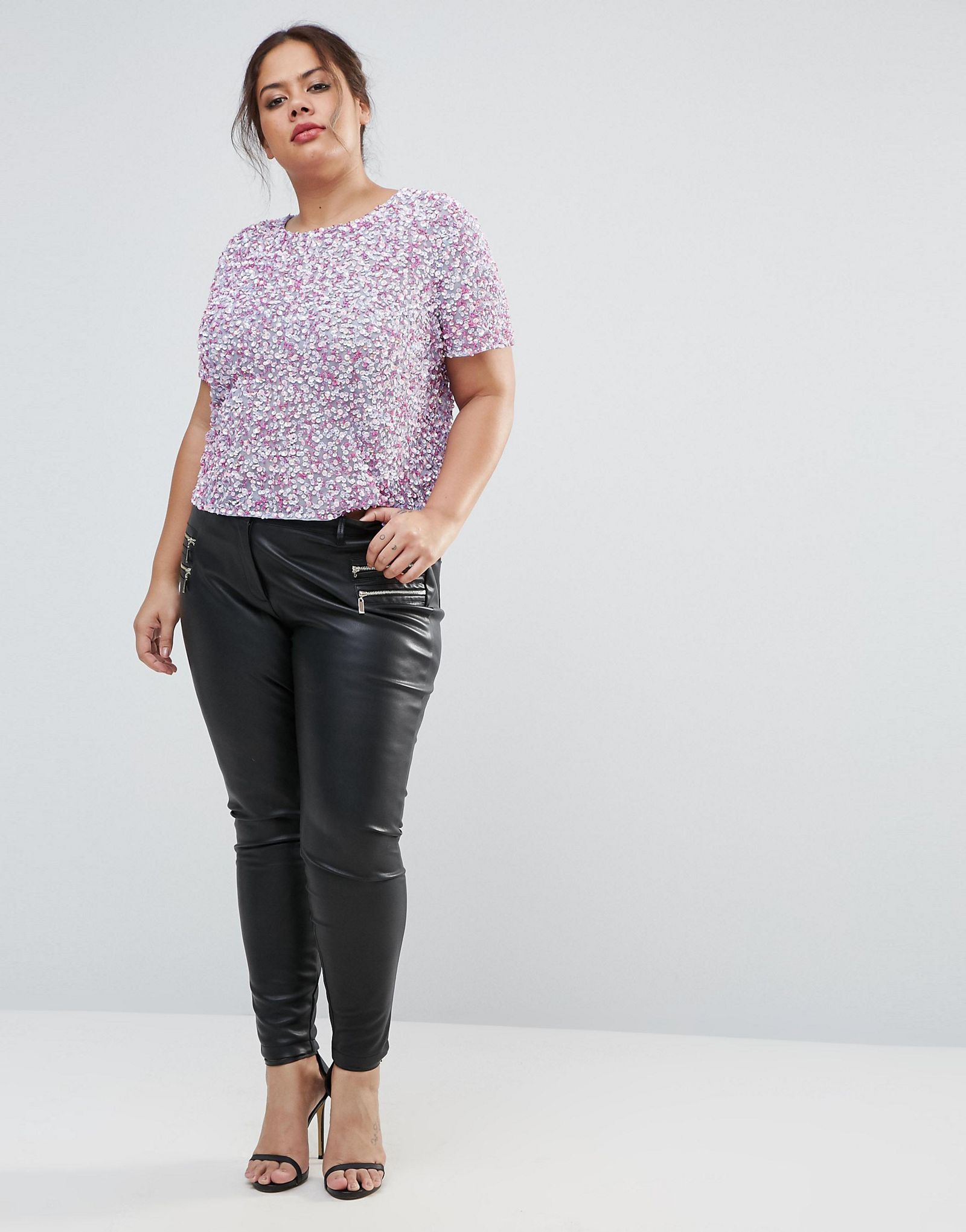 ASOS CURVE T-shirt with All Over Sequin