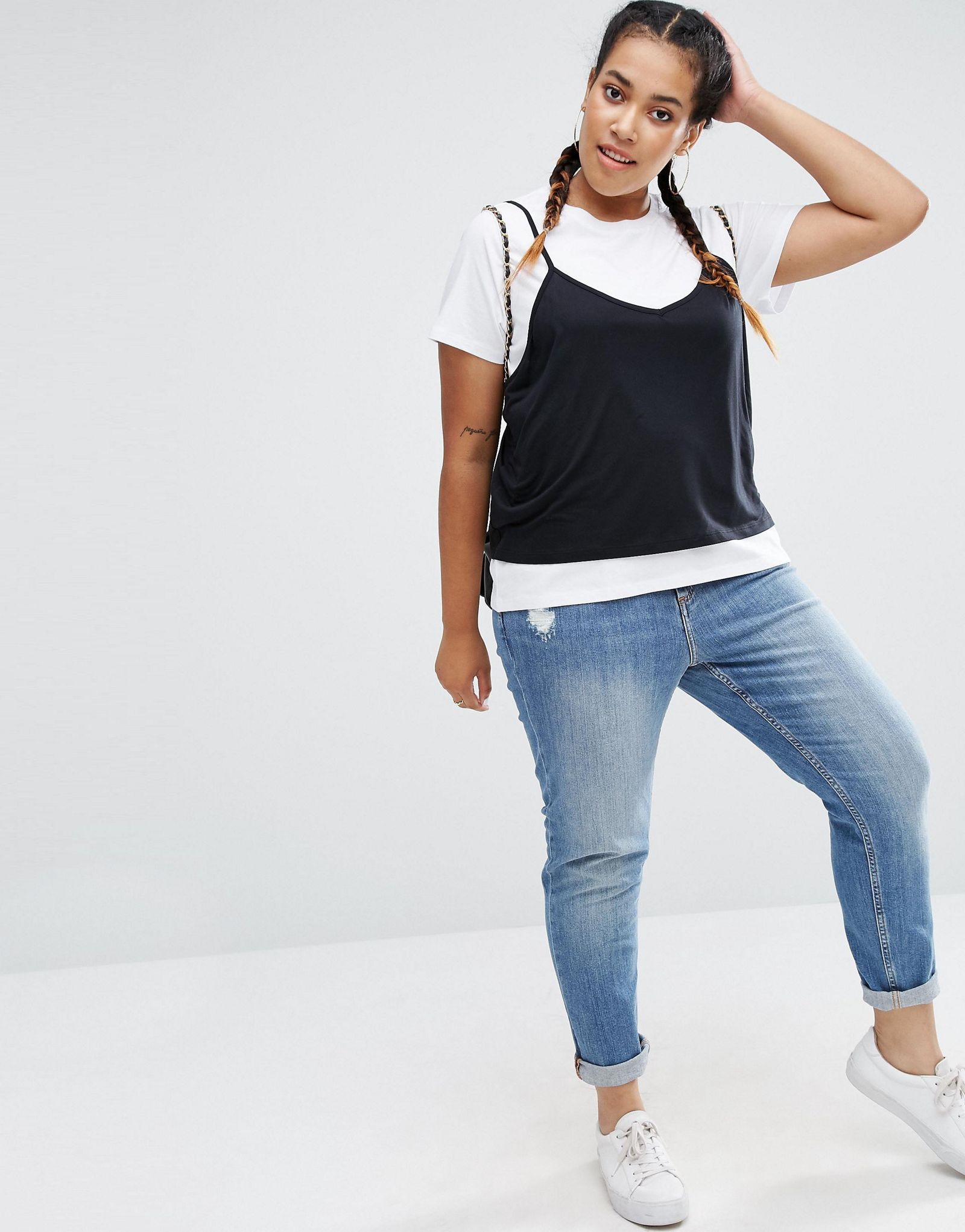 ASOS CURVE T-Shirt with Cami Over Layer