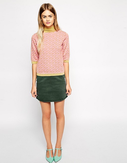 ASOS | ASOS Denim A-Line Skirt in Khaki