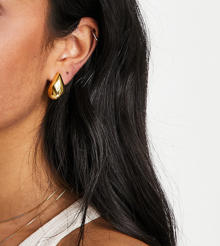 ASOS DESIGN 14k gold plated earrings with molten stud design