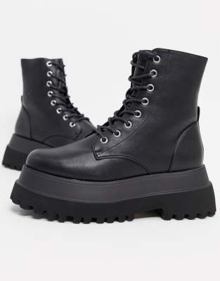 asos design attitude chunky lace up ankle boots