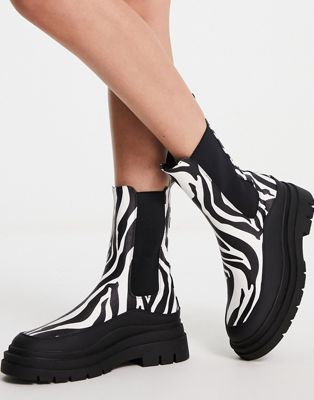 Antidote chunky chelsea boots in zebra