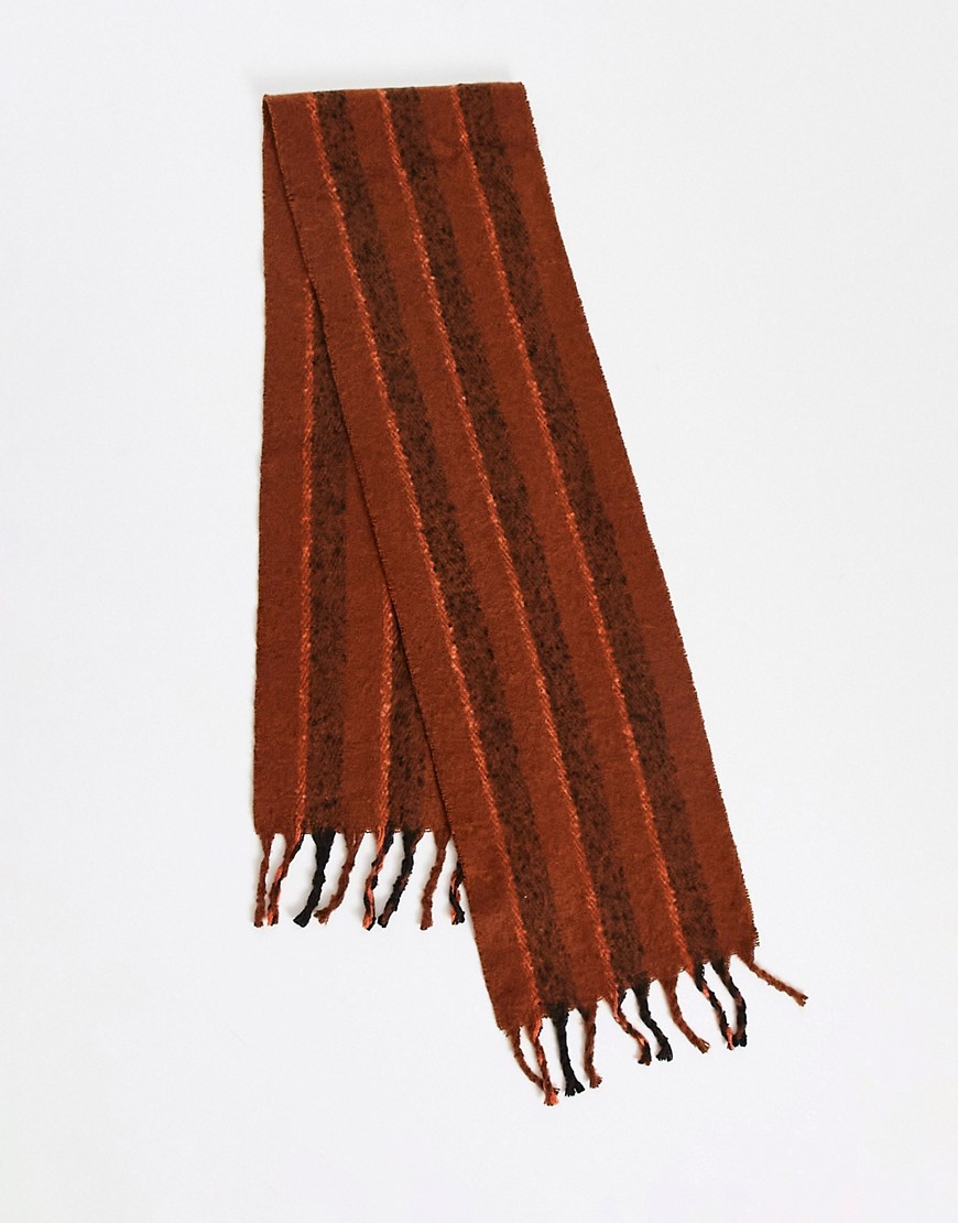 ASOS DESIGN blanket scarf in brown and orange stripe-Multi