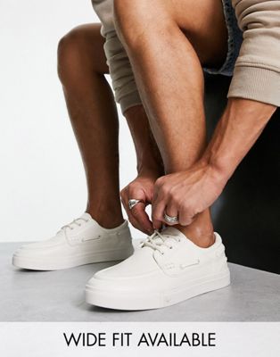 boat shoes in white faux leather