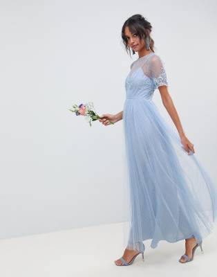 asos design lace and dobby mesh overlay maxi dress